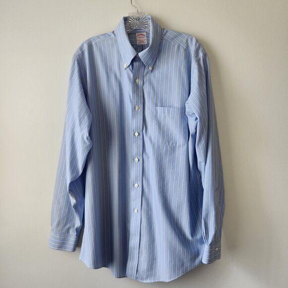 Brooks Brothers Shirt Men Size 16-35 Blue Stripe Traditional Fit Button Up Shirt - Picture 1 of 13